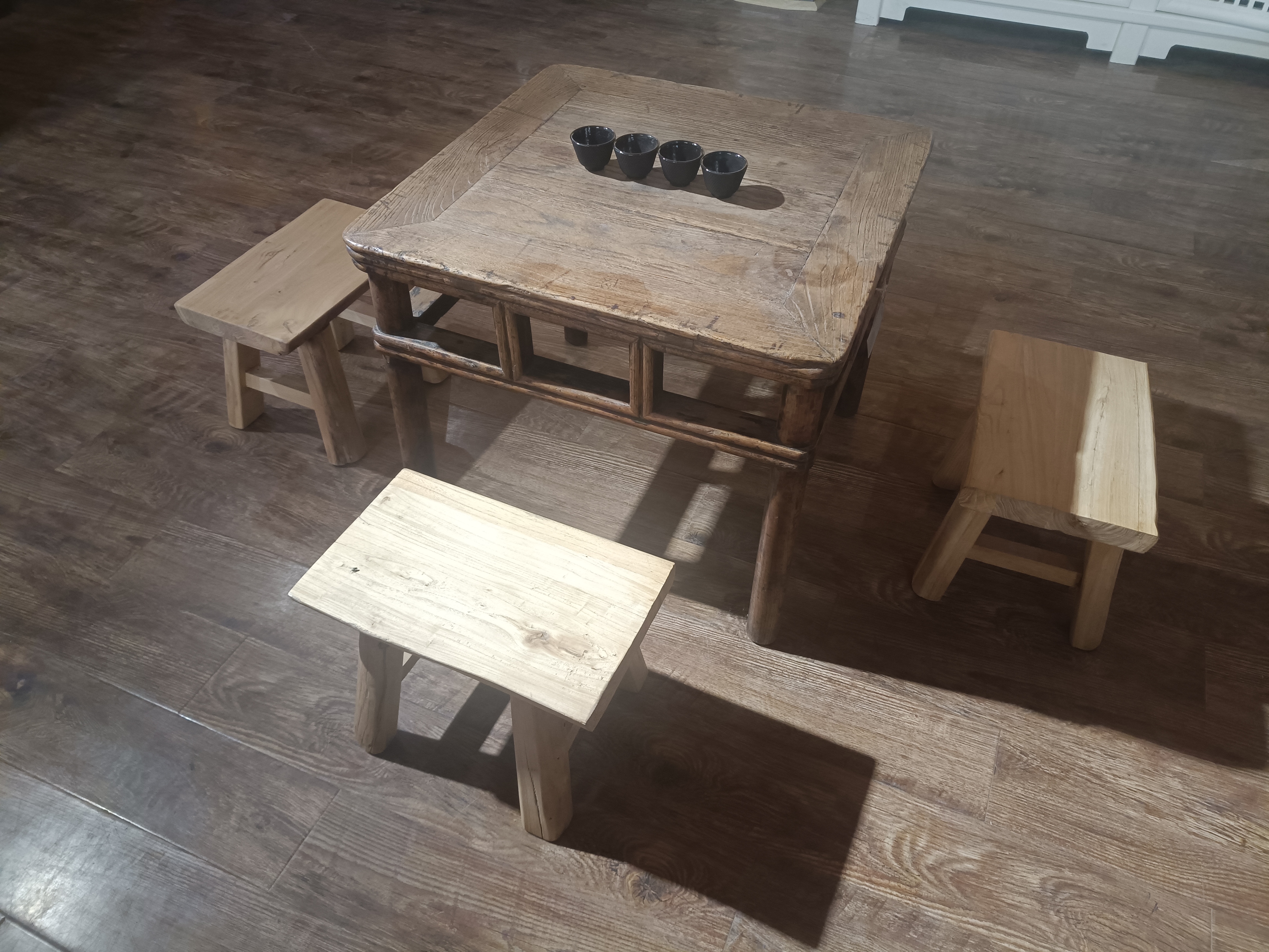 Reclaimed elm wood stools 