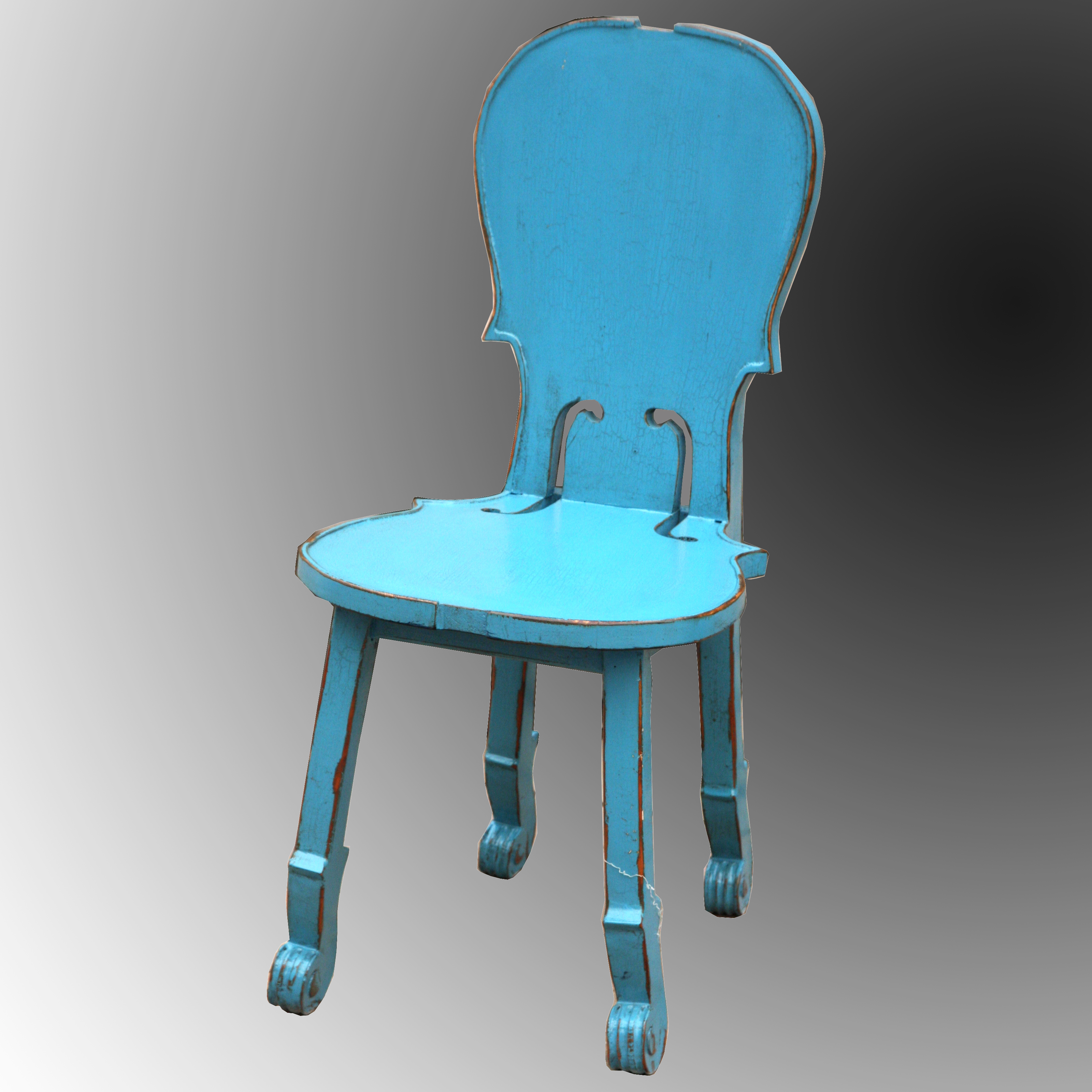 Antique Blue Lacquer Dining Chair